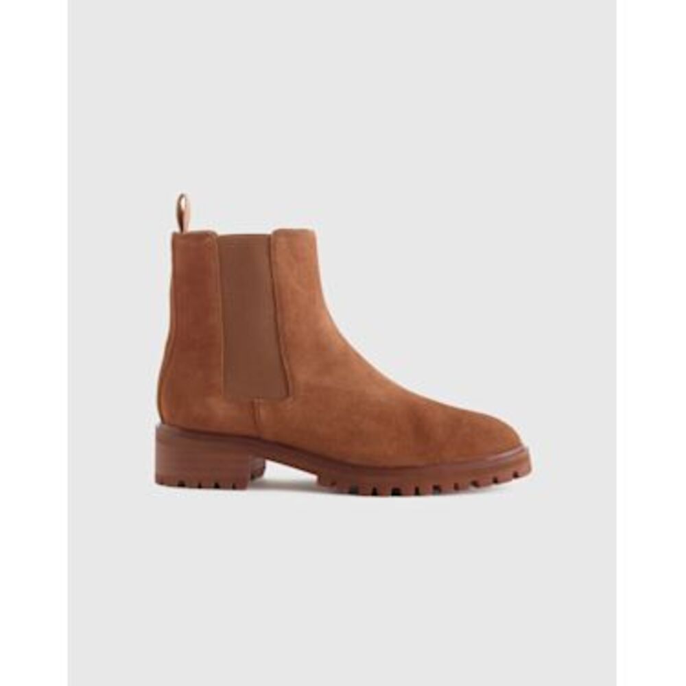 Quince Suede Chelsea Boots Cognac Brown Leather Size 5